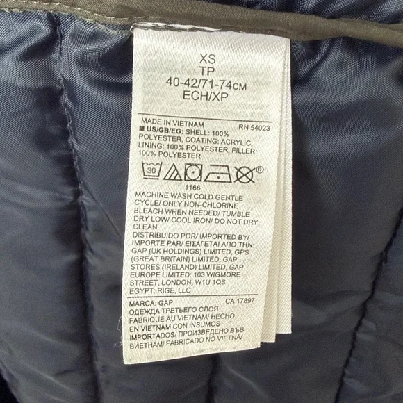 Gap Lightweight Mens Full Zip Puffer Vest - Picture 5 of 6